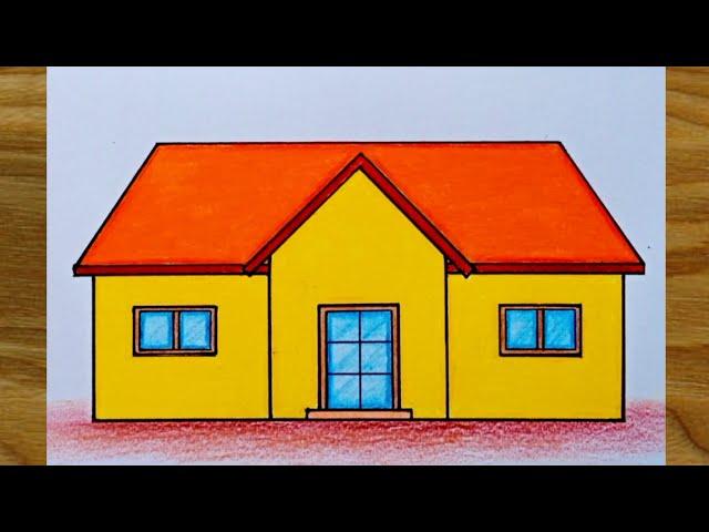 Cute house drawing//How to draw a beautiful house step by step របៀបគូរគំនូរផ្ទះដ៏ស្រស់ស្អាតងាយៗ