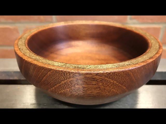 Woodturning - Sapele with Epoxy Resin and Brass Inlay