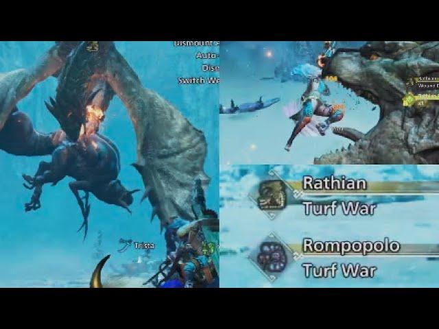 Rathian Vs Rompopolo Turf War Plus GS Mount Animation Oilwell Basin Monster Hunter Wilds