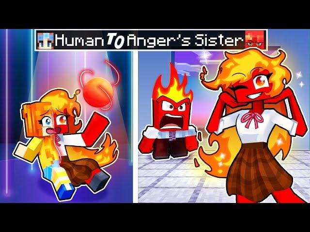 From HUMAN to ANGER's SISTER in Minecraft!