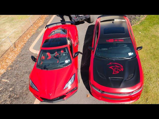 NEW SATIN RED CHROME WRAP ON MY DODGE CHARGER HELLCAT