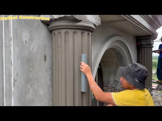 Construction Techniques To Decorate Beautiful Round Porch Columns Using Fine Sand Cement