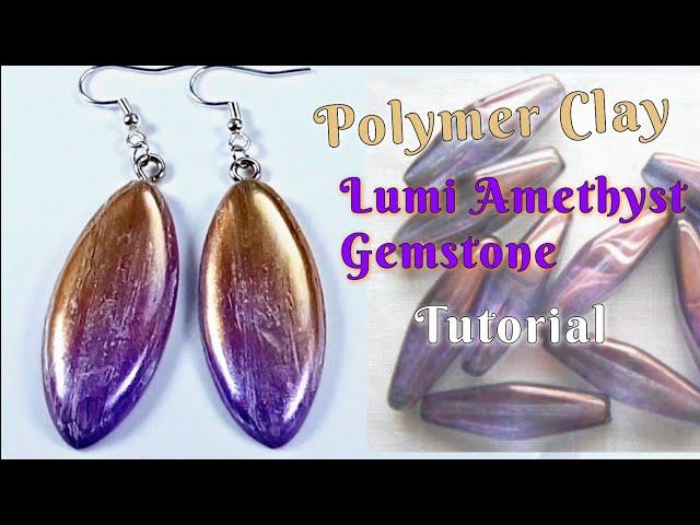Polymer Clay Lumi Amethyst Stone  Tutorial / Polymer Clay earrings l LoviCraft