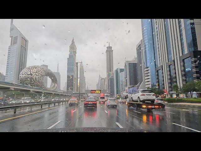 4K | Dubai Raining | Sheikh Zayed Road | UAE
