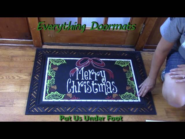 Merry Christmas Bow Insert Doormat - 18 x 30