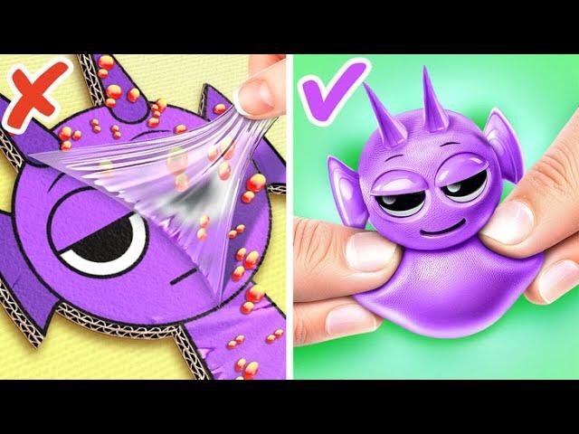 Cartón vs. Suave PURPLE SPRUNKI!  Retos DIY y Creaciones Asombrosas!