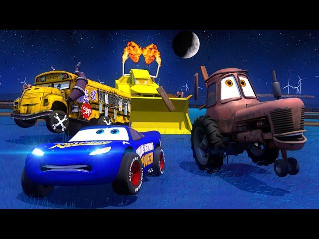 Cars Toons ️Fabulous Lightning McQueen Vs Miss Fritter Tractor Tipping