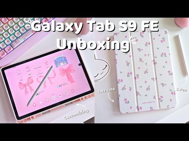 Samsung Galaxy Tab S9 FE  | ️Aesthetic unboxing 🩷 & Customization ️ (ASMR)