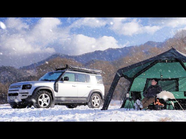  NEW-TECH GEAR CAMPING  -16℃ ALONE in the SNOW / Land Rover DEFENDER