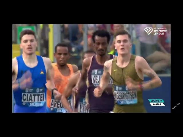 3000m WORLD RECORD |  Jakob Ingebrigtsen 7:17 ( Silesia Diamond League 2024 )