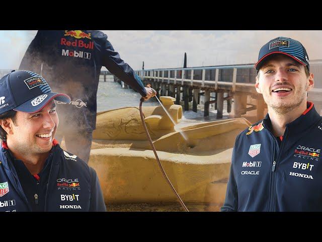 Max and Checo Destroy Sand Sculpture! 