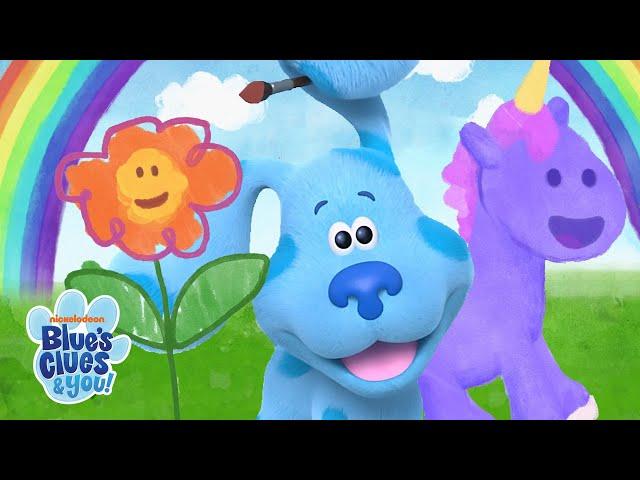 Blue Skidoos & Paints Unicorns and Flowers!  w/ Josh | Blue's Clues & You!