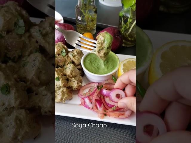 Soya Chaap - Malai Soya Chaap - Snack - Green Chutney - Onion Salad - Pooja's Kitchen
