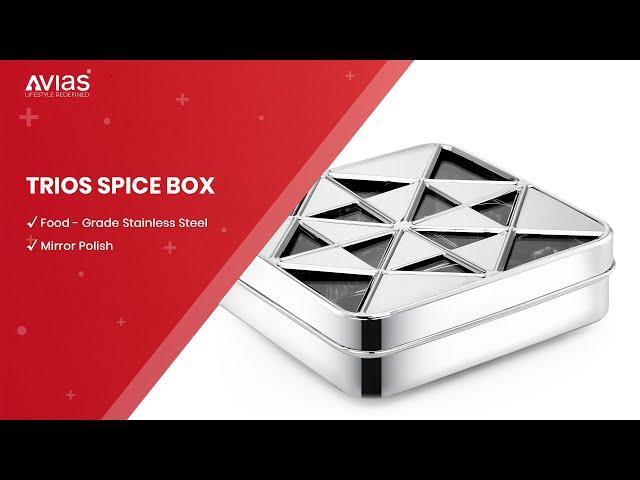 Avias India Trios Stainless Steel Spice Box | Dryfruits Box