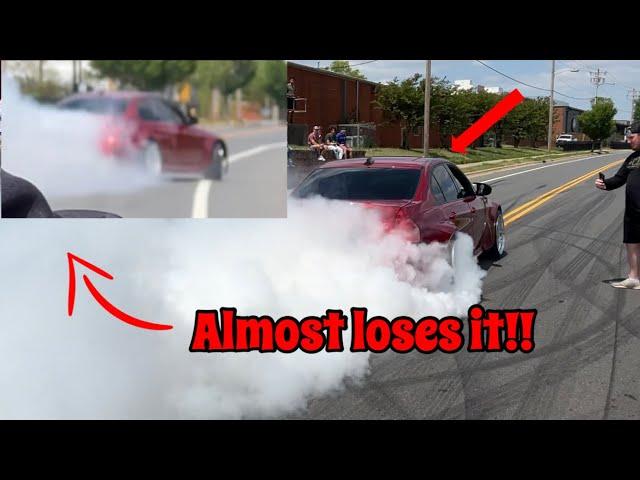 BMW Almost LOSES IT!! Cars Leaving Beers And Gears CLT!!!! ( Many MANY BURNOUTS!!! )