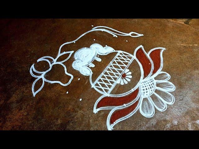 New maatu Pongal kolam/6*6 sankranti basavanna muggulu/easy maadu kolam/Pongal Super rangoli