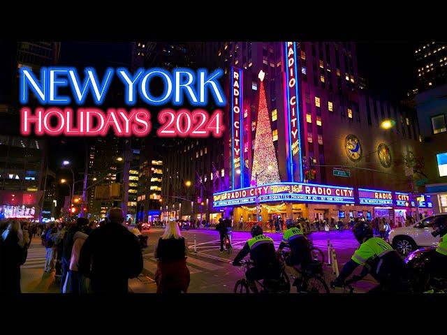 NEW YORK Christmas Walk 2024  Rockefeller Center, Bryant Park, Macy's - Walking Tour 4K