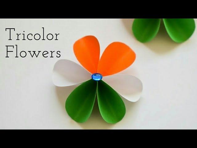 Easy Tricolor Paper Flowers | DIY Craft Ideas for Independence Day | Tricolor Craft Ideas with Paper