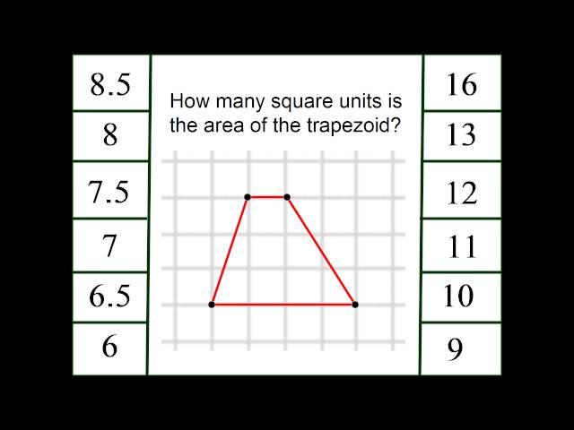 How many square units is the area of the trapezoid? MathPrimary 20 Seconds Math Quiz For Kids