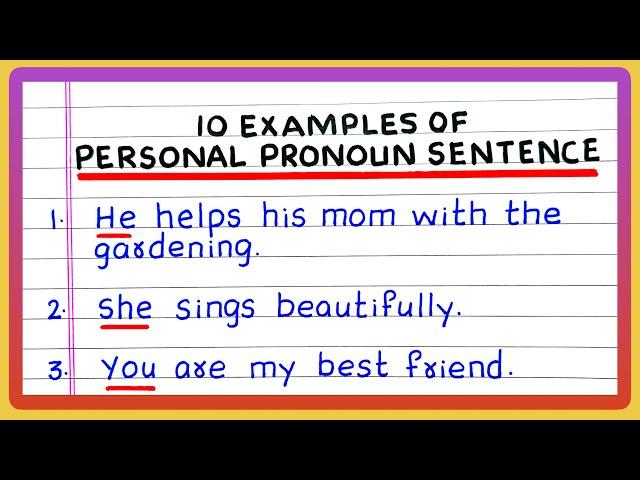 PERSONAL PRONOUN IN ENGLISH GRAMMAR | 5 | 10 SENTENCES USING PERSONAL PRONOUN | IN SENTENCE FORM