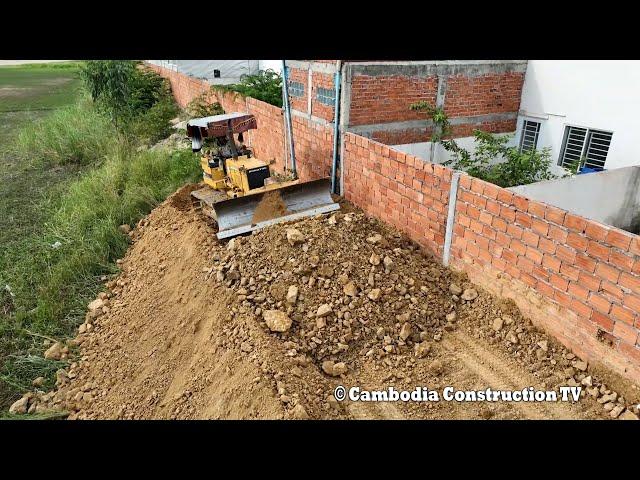 Nice Techniques Building New Road By Operator Skill Bulldozer Spreading stone &5 Ton truck Unloading