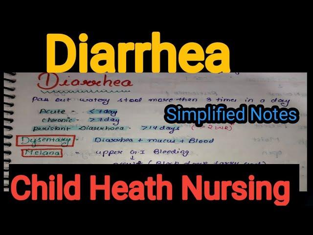 Notes Of Diarrhea in Child Health Nursing (Pediatrics) in Hindi /Bsc Nursing /Gnm.