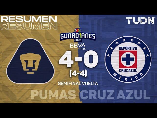 Resumen y goles | Pumas 4(4)-(4)0 Cruz Azul | Semifinal Vuelta Guard1anes 2020 Liga BBVA Mx | TUDN