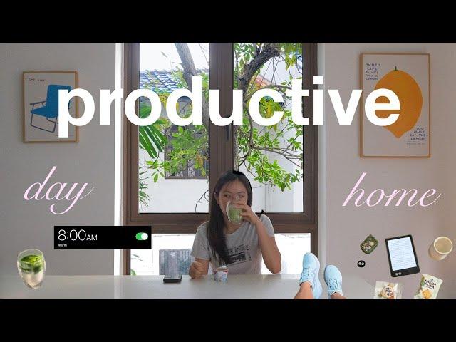 8AM PRODUCTIVE day at home | morning routine, run, edit a video with me (life in singapore)