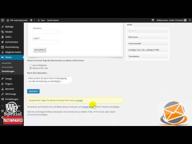 Eintragungsformular Widget WordPress Blog anlegen integrieren Einsteigerkurs Blogger #wpspezial