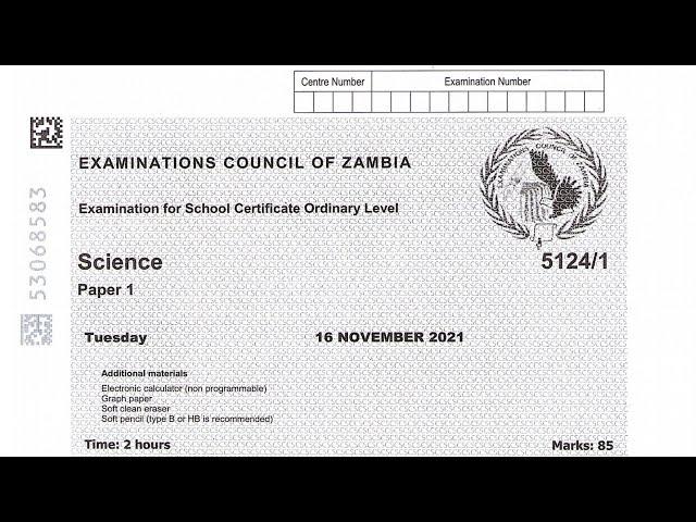 ECZ SCIENCE PAPER 1 2021 INTERNALS || ECZ PAST PAPERS FOR GRADE 12.