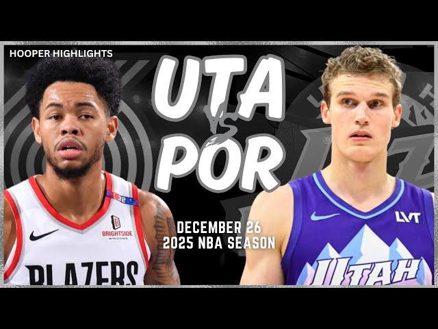 Utah Jazz vs Portland Trail Blazers Full Game Highlights | Dec 26 | 2025 NBA Season