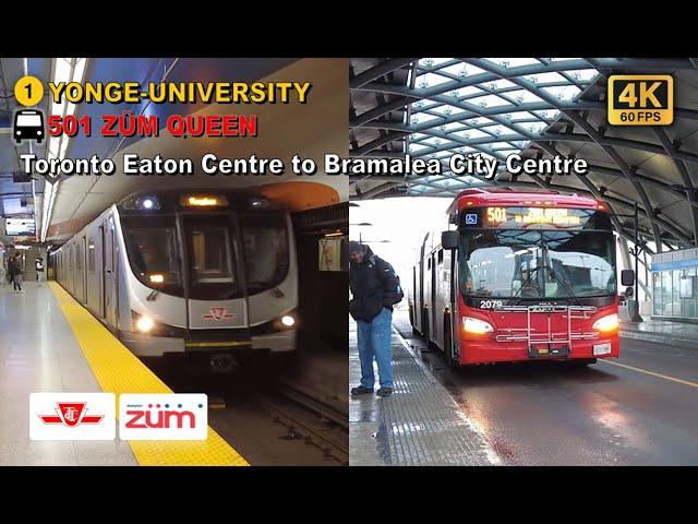 TTC & Brampton Transit POV Walk: Toronto Eaton Centre to Bramalea City Centre Via VMC Station