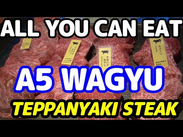 SUB) Reasonably priced all-you-can-eat A5 black Wagyu beef teppanyaki at Ginza steak in Tokyo.