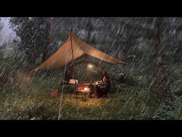 THE COMFORT OF SOLO CAMPING IN THE RAIN IN THE SILENT FOREST - RELAXATION - ASMR