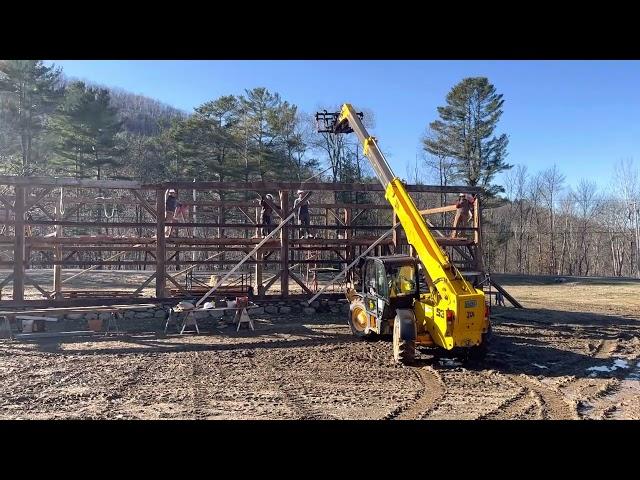 Raising the 1800s timber frame McKie sheep barn