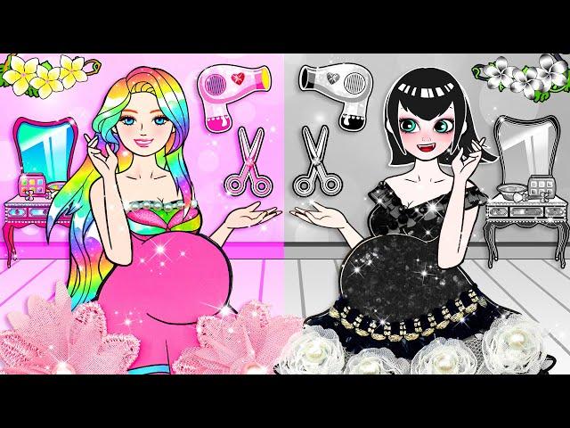 PREGNANTS Mother Black & Pink Need To Makeover - Barbie Makeup Challenge | DIY Arts & Paper Crafts