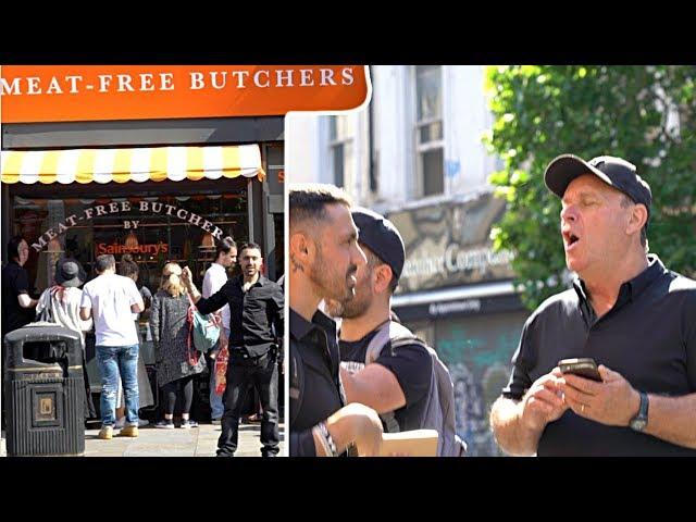 Meat Loving Irishman Yells In Protest Of Meat-Free Butcher