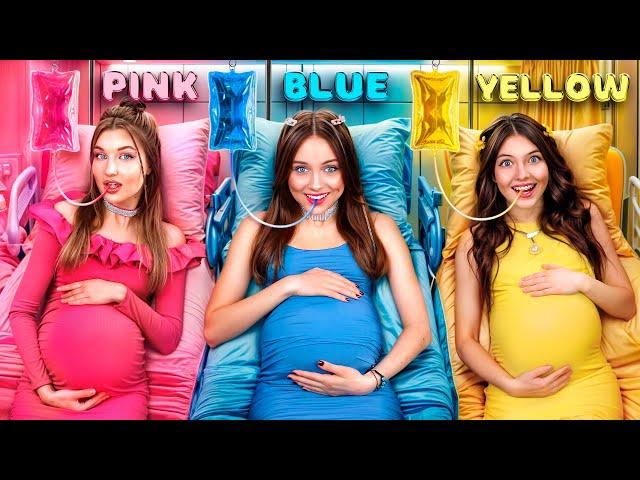 Розовая vs Желтая vs Голубая Девушка в Больнице! Цветной Челлендж для Беременных