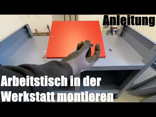 Arbeitstisch in der Werkstatt montieren - Küpper Metall Werkbank Korpus Montage Anleitung