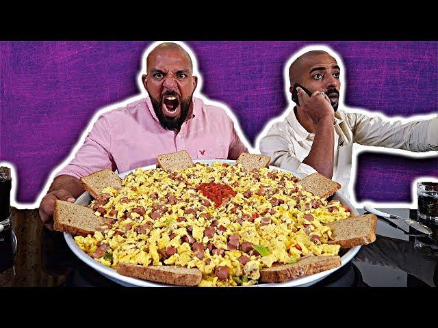 تحدي ١٠٠ بيضة مقلية مع ٥٠ حبة سجق  Scrambled Egg Challenge 100 Eggs