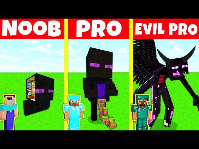 Minecraft Battle: NOOB vs PRO vs EVIL PRO: ENDERMAN HOUSE BUILD CHALLENGE / Animation