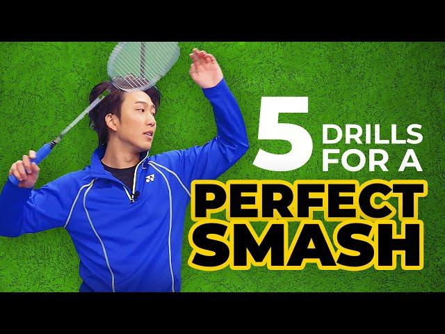 5 Drills to Hit The PERFECT BADMINTON SMASH (badminton tutorial)