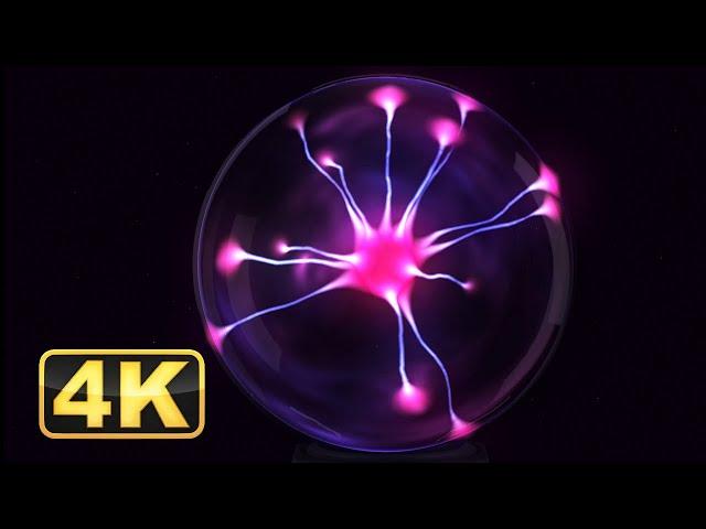 4K Plasma Globe Video Screeensaver with Relaxing Music. Abstract Plasma Ball! Satisfaying Tesla Ball