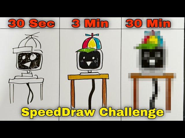 Drawing INCREDIBOX SPRUNKI ( MR. FUN COMPUTER ) in 30 Sec, 3 Min and 30 Min.