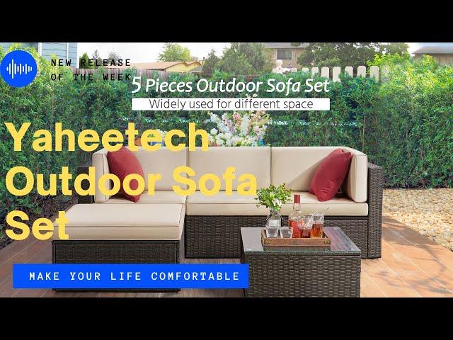 Yaheetech 5-Piece Patio Sectional Sofa & Table Set  #outdoorfurnitureset