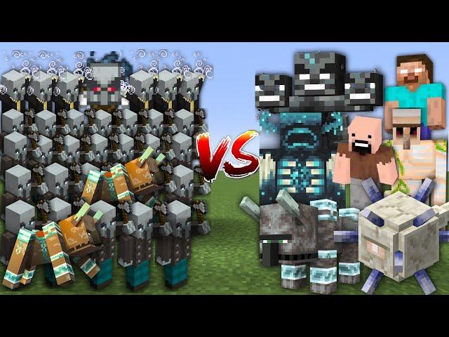 MINECRAFT RAID vs BOSSES in Minecraft Mob Battle