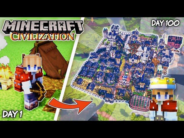 100 Days Building a HUGE Civilization in Minecraft (Full Movie)