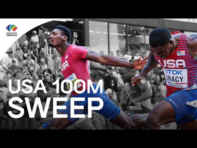 Kerley leads USA 1-2-3 in men's 100m | World Athletics Championships Oregon 22