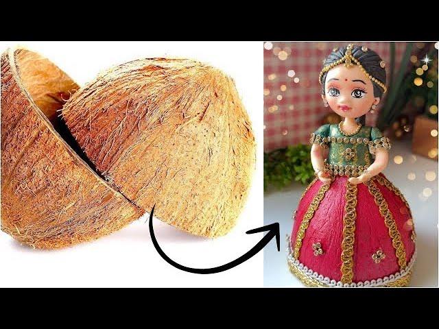 Amazing DIY with Coconut Shells | Brilliant Idea to Make dolls | Clay Craft Ideas