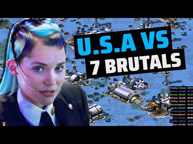 Red Alert 2 | The US of A vs 7 Brutals | (7 vs 1 + Superweapons)